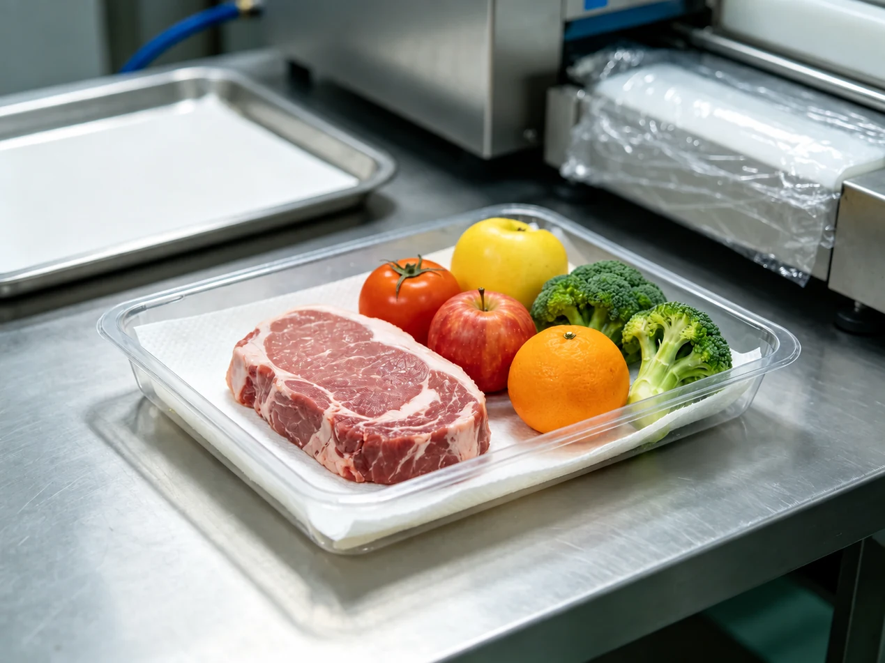 Frische Lebensmittelverpackungen mit Aufnahmepads
